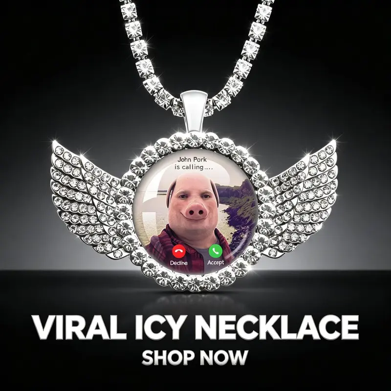 Fashionable Pig Necklace with Angel Wings, Meme Culture-Inspired John Pork Answers the Phone Humorous Jewelry Gift for Pig Lovers, Christmas