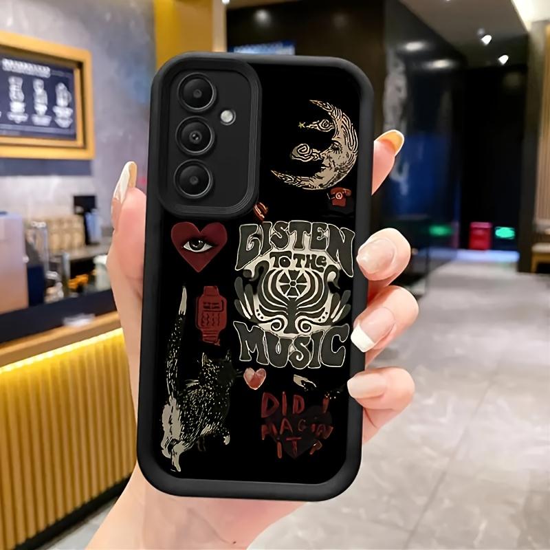Moon And English Music-Themed Phone Case for Samsung Galaxy S26 S25 S24 S23 S22 S21 Fe Plus Ultra A13 A14 A15 A16 A17 A33 A34 A35 A36 A52 A53 A54 Note20