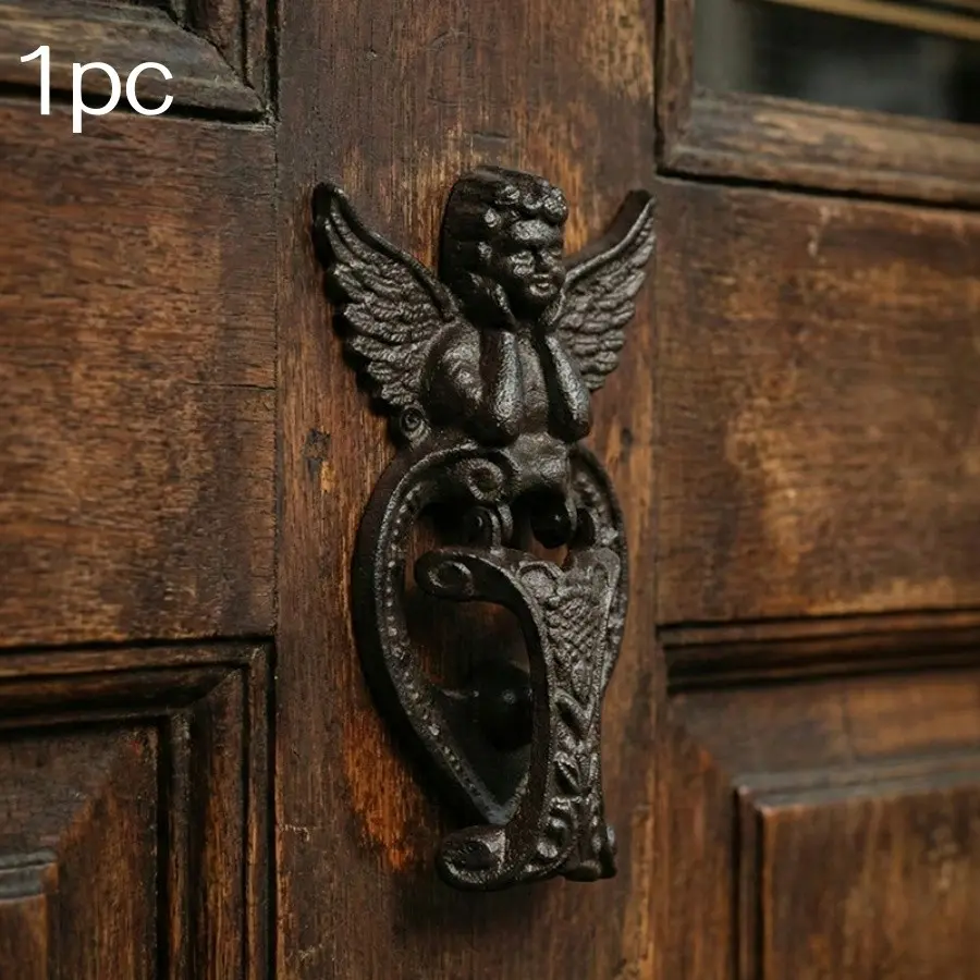 Cast Iron Angel Door Knocker, Iron Art Door Handle, Garden Home Wall Decor, Coffee Shop Bar Door Handle, Elegant Metal Accessory