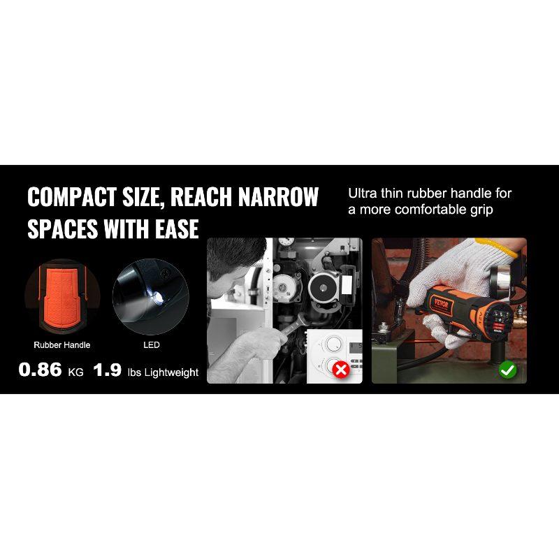 VEVOR 3/8 Cordless Electric Ratchet Wrench Set, 12V 33 Ft-lbs Power Ratchet Tool Kit, 45-Min Fast Charge, 2-Pack 2.0Ah Battery, Built-in LED Light, Variable Speed Trigger, 10 Sockets