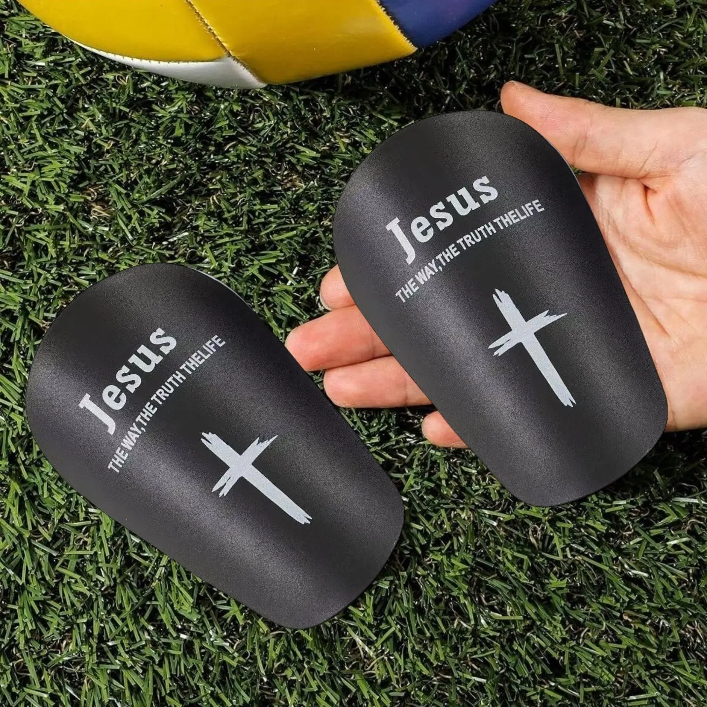 Football Mini Shin Guards, Black White Cross Series, Unisex Thick Sports Protection Gear, Ankle-Fitting Design, Suitable for All Seasons
