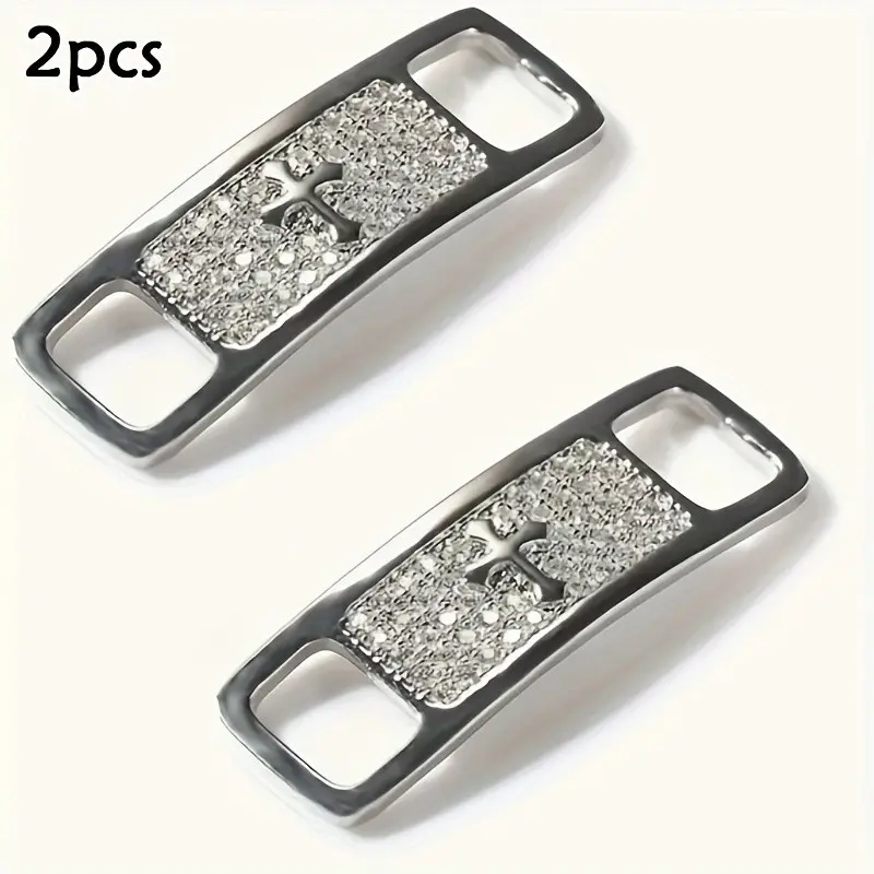 2 Pack Cross Rhinestone Alloy Shoelace Charms, Bling Decorative Shoe Buckle Clips for Sneakers Boots, DIY Jewelry Bag Clothing Embellishment Accessories
