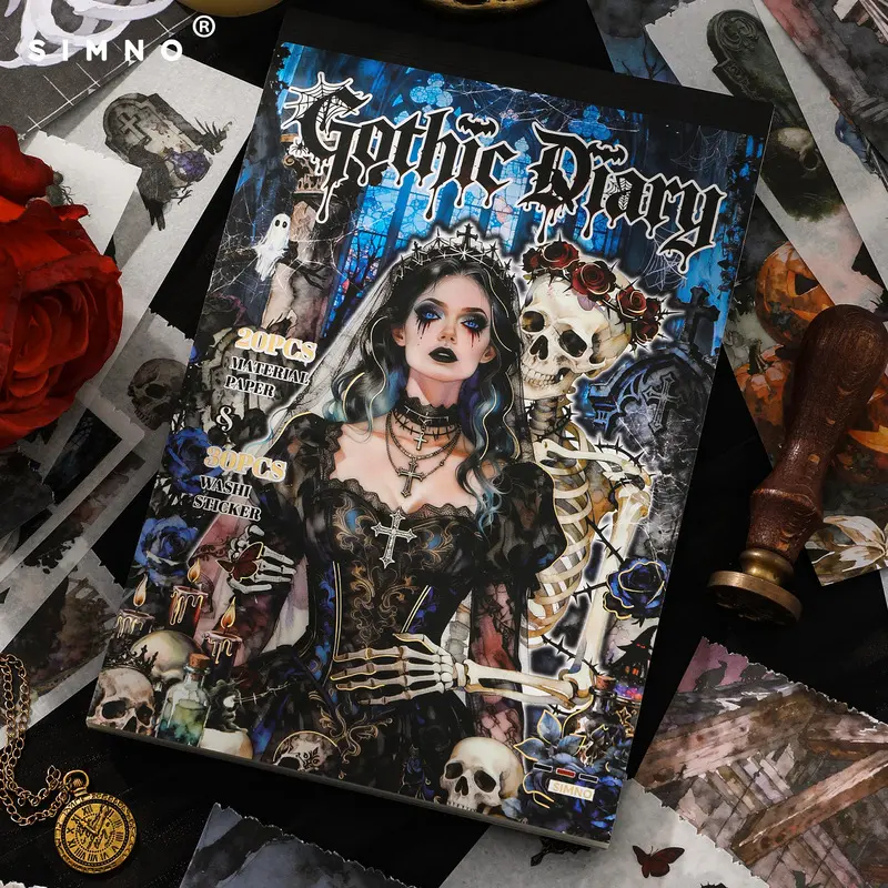 CoreMoo Gothic Diary Sticker Book Dark Style Gothic Stickers for Bullet Journal Supplies