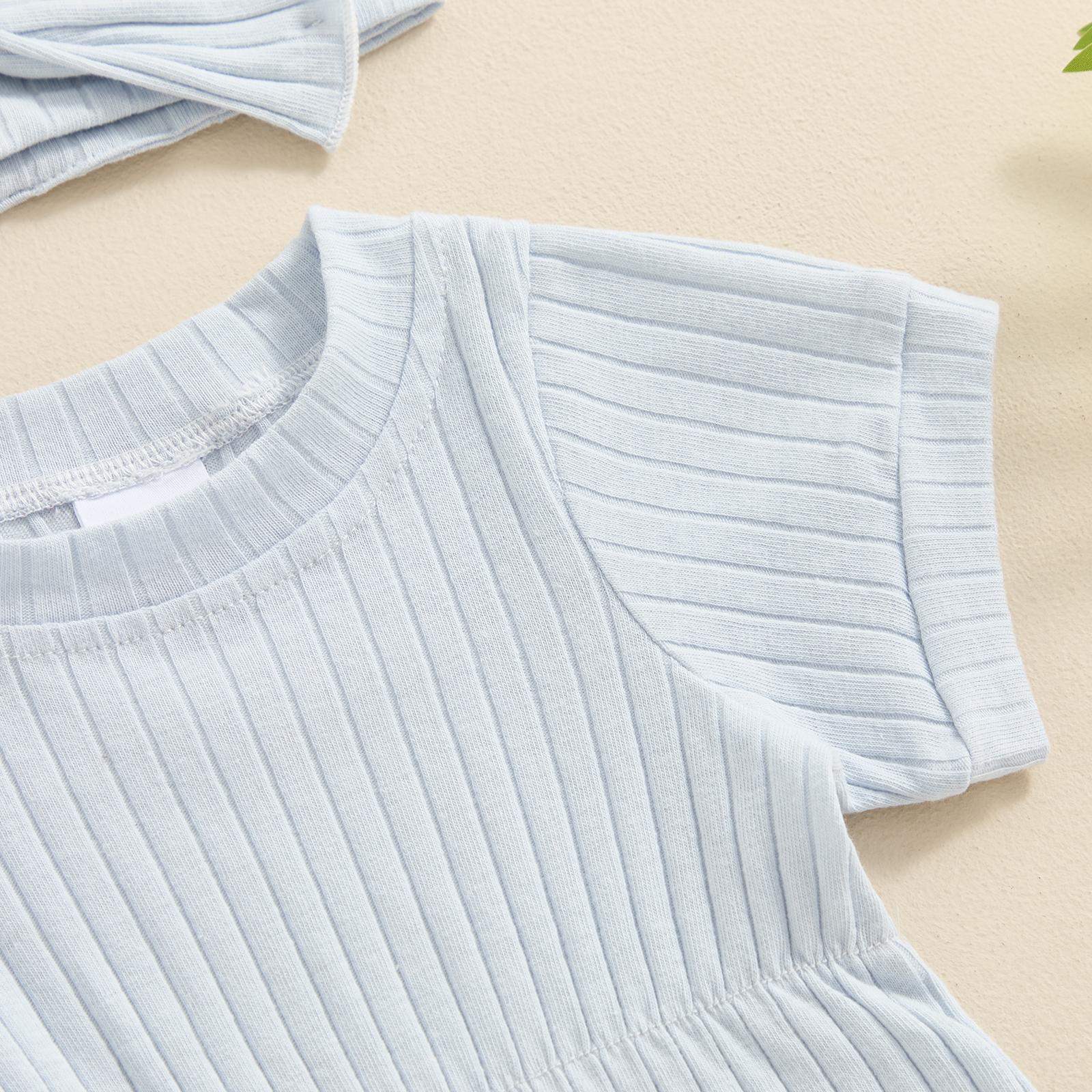 Baby Girl Summer Clothes Ribbed Short Sleeve Romper Solid Color Bodysuits Bow Headband Outfit Newborn Girl Jumpsuit Baby Girl Summer Clothes Ribbed Short Sleeve Romper Solid Color Bodysuits Bow Headband Outfit Newborn Girl Jumpsuit