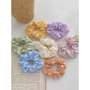 7pcs Floral Pattern Hair Tie, Fashionable High Stretch Cute Hair Scrunchie for Women and Girls, Cute Hair Ties, Fashionable Hair Accessories
