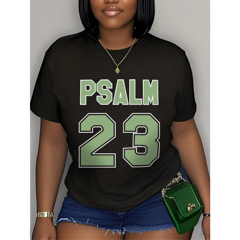 Women's Psalm 23 Jersey Premium T-Shirt - Casual short sleeve crew neck t-shirt with bold green lettering, soft and breathable fabric, perfect for holiday parties and gift giving