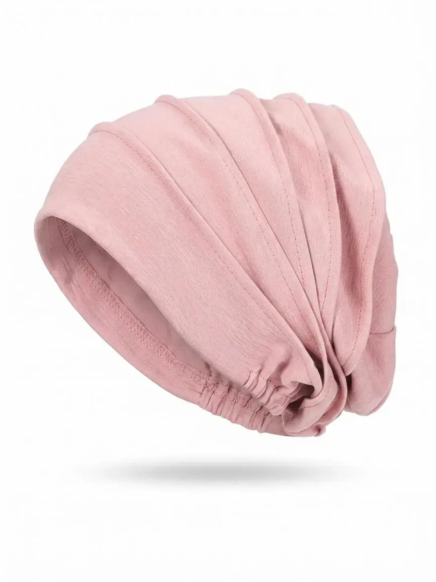 Thick Elastic Cotton Beanie Hat, Chemotherapy Cap, Pleated Design, Fit, Comfortable, Casual and Stylish Headwear for Daily Use, Turban Hijab