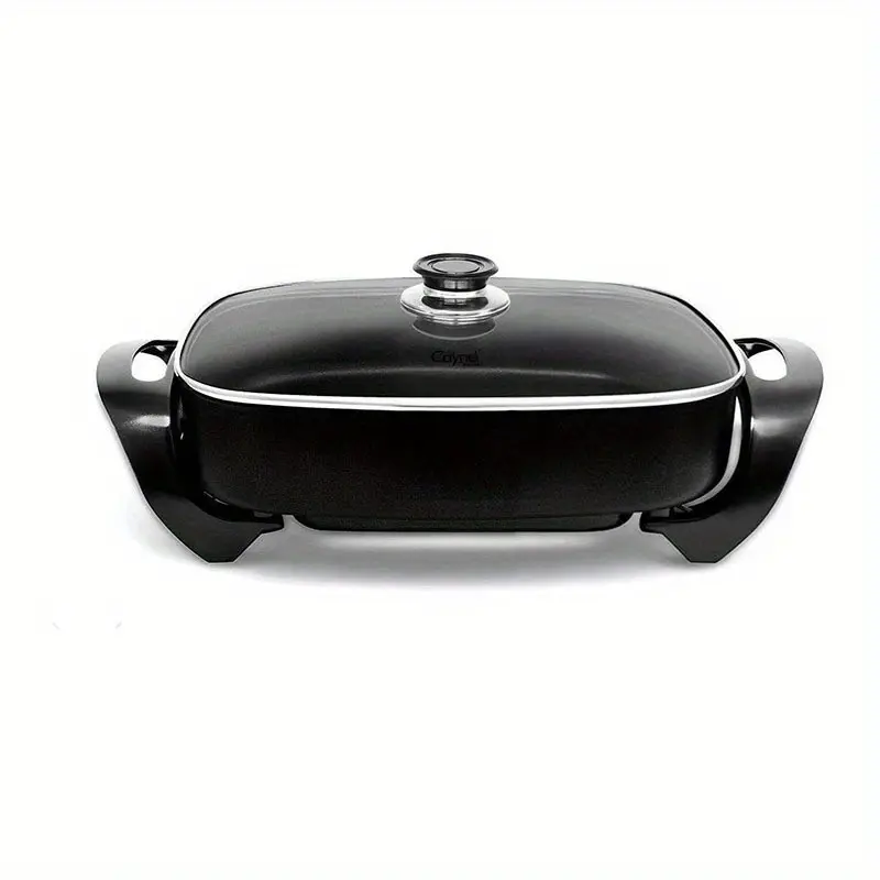 Large Professional Non-Stick Copper Electric Skillet, Deep Dish with a Tempered Glass Lid That Has Vents, Enhanced Thermostat, Dimensions 16" X 12" X 3.15" - 8 Quart (16 * 12 Black)