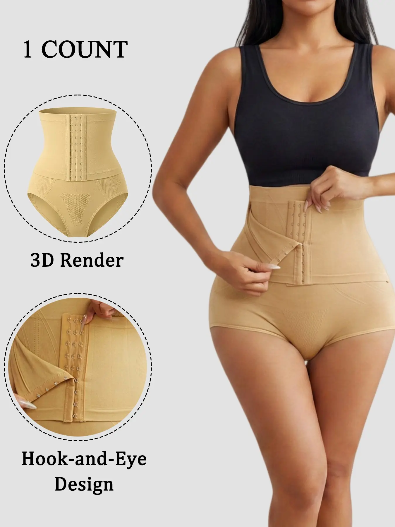 1/2/3 Counts Women’s Tummy Control Shapewear Shorts, Tummy Control Compression Girdle with 3-Row Adjustable Hooks, Butt Lifting Body Shaper,Comfort Breathable Adjustable Body Shapewear Bottoms for Daily Wear, Briefs，Suitable For Daily Wear Or Sports