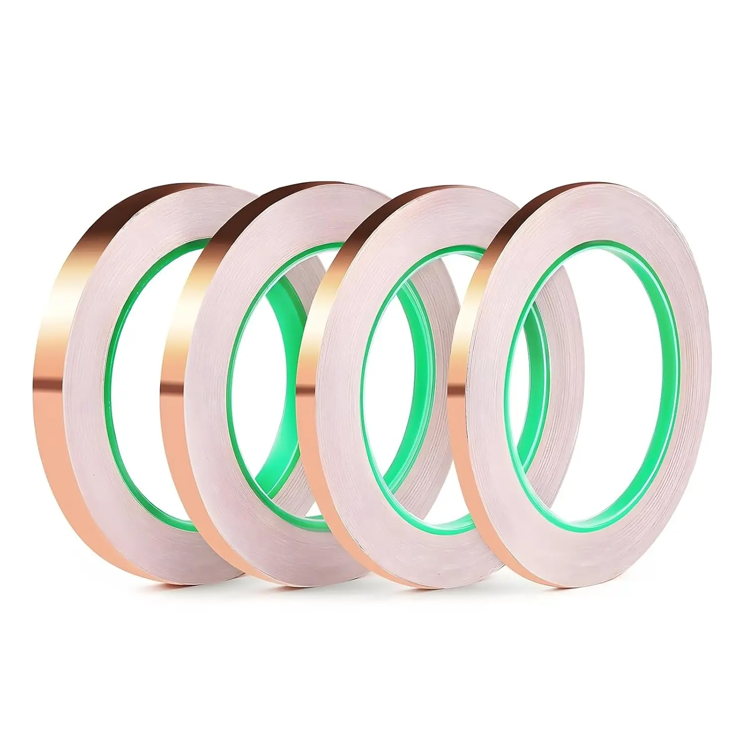 4PCS Copper Foil Tape with Double-Sided Conductive Adhesive (0.2" x 65.6FT) - Guitar Shielding Tape, EMI Shielding Tape, Copper Barrier for Gardens, Stained Glass, Crafts, Electrical Repairs