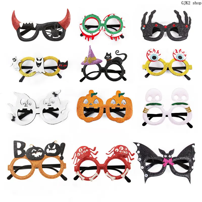 Halloween Novelty Cosplay Glasses with Plastic Frame - Bat, Devil, Pumpkin, Ghost, Black Cat Shape Accessories for Kids' Party Props & Costume Decor