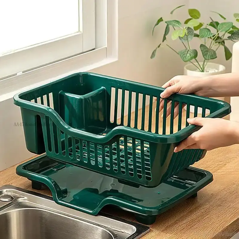 Dish Drying Rack, Plastic Dish Rack with Drain Board & Cutlery Cup, Kitchen Dish Storage Rack, Home Organizer for Kitchen FFVentureVibe8AA47HomeFixMart