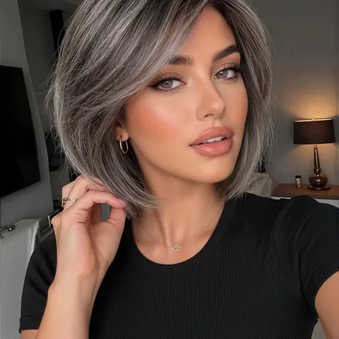 8-Inch Straight Synthetic Wig with Bangs for Women, Versatile & Stylish Short Hair Wig for Daily Wear, Parties and Cosplay
