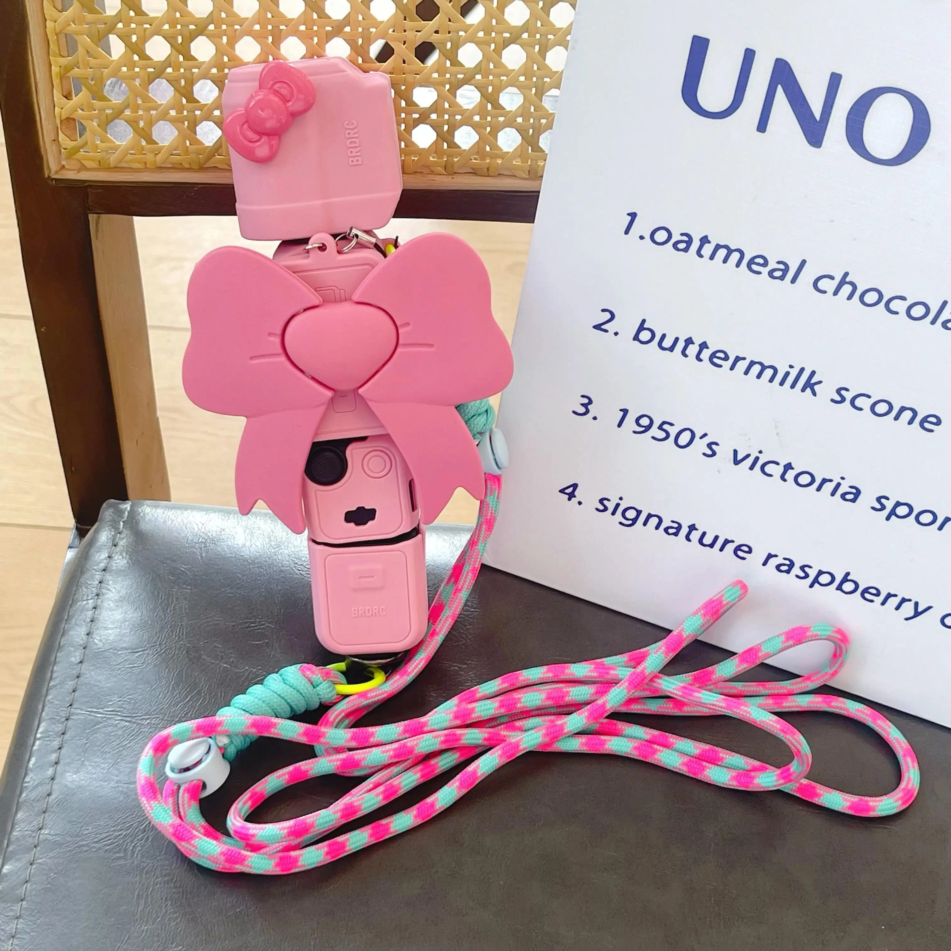 Crossbody Strap Lanyard Butterfly Case for DJI OSMO Pocket 3 Silicone Cover Lens Cap Protector Pink Camera Shell Accessories
