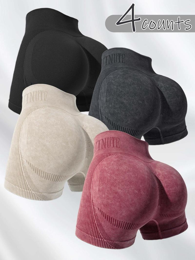 Women's Letter Print Seamless Sports Shorts, High Stretch Breathable Comfortable Skinny Shorts, Ladies Sportswear for Indoor Outdoor Wear