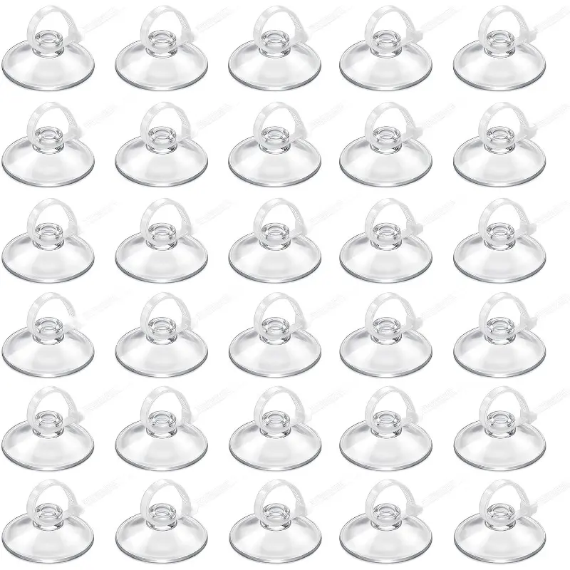 30 Pack Aquarium Suction Cups with 30 Adjustable Zip Ties, Clear Fish Tank Suction Cups No Hook, Small Mounting Cups for Aquarium Decor Moss Shrimp Hideouts Reptile Hammocks