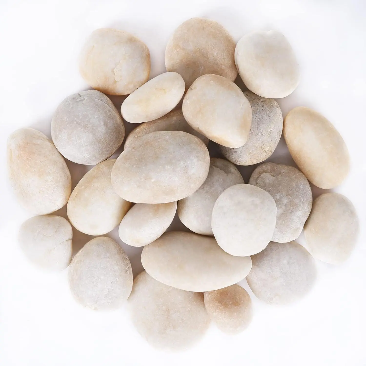 11LB Natural Stones - 100% Hand-Picked Smooth Pebbles, Garden Accessories, Premium Decorative Hand-Picked Rocks for Garden Landscaping, Home Decor, Cream White