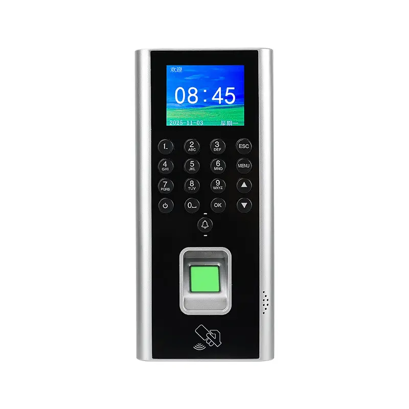 2.4-Inch High Definition Screen Attendance&Control Device, 22.5*10Cm*6.5Cm Compact System with Fingerprint, Card Swiping, Password Input & Intelligent Management for Offices/Communities Outdoor Installation