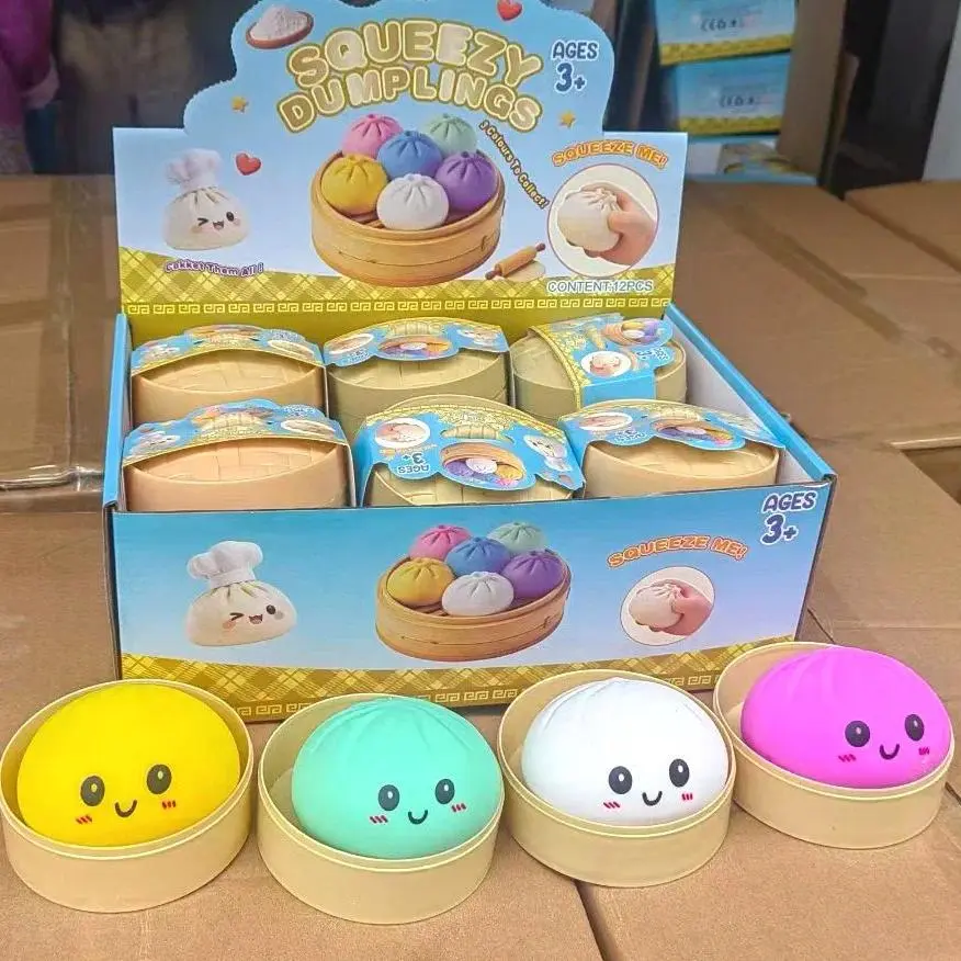 Giant dumpling squishies, Jumbo Dumpling Squishy Toy with Steamer, Anxiety Relief Squeeze Toy for Decompression and Sensory Play