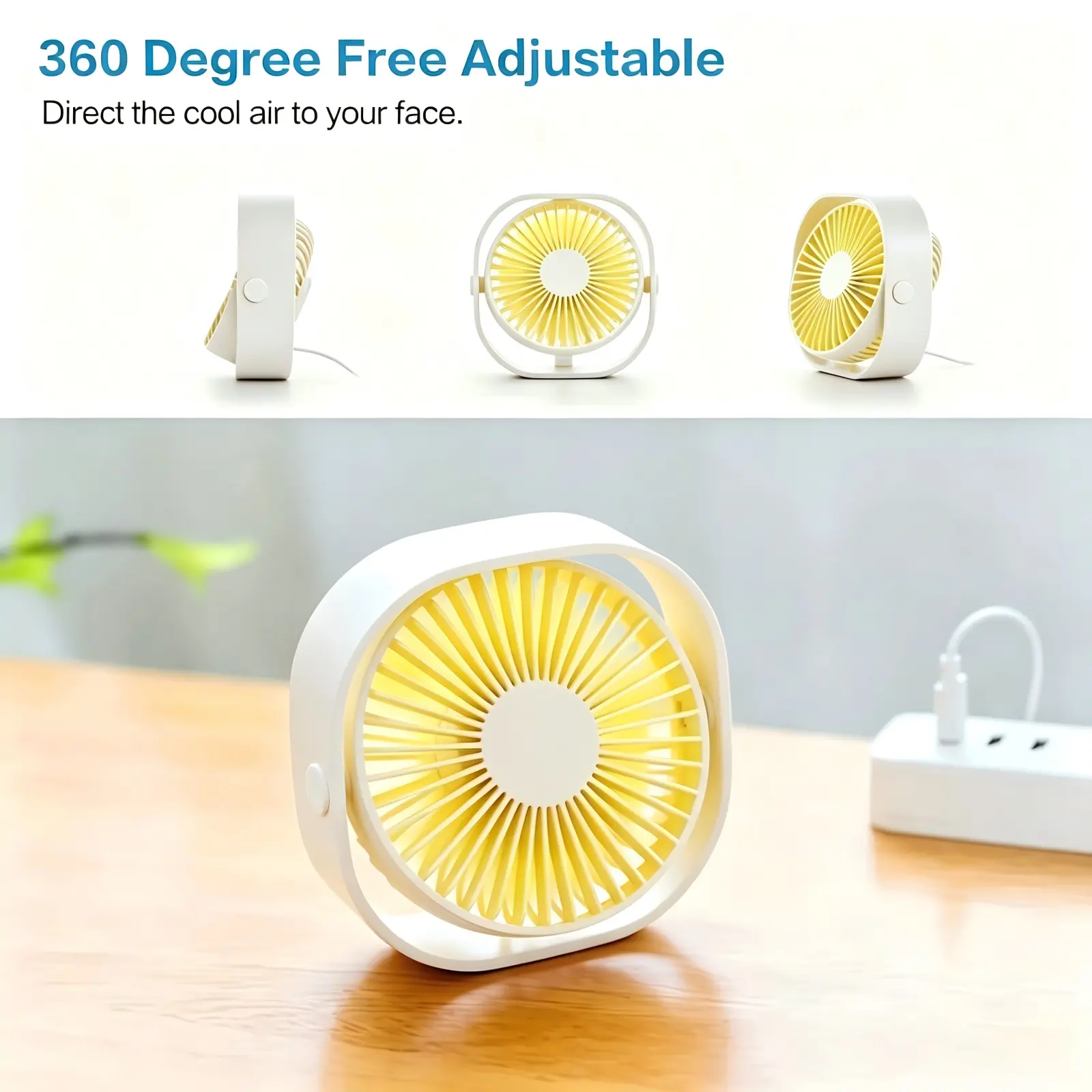 New Usb Rechargeable Desktop Fan Portable Mini Silent Fan For Office Student Dorm Home Multiple Speeds