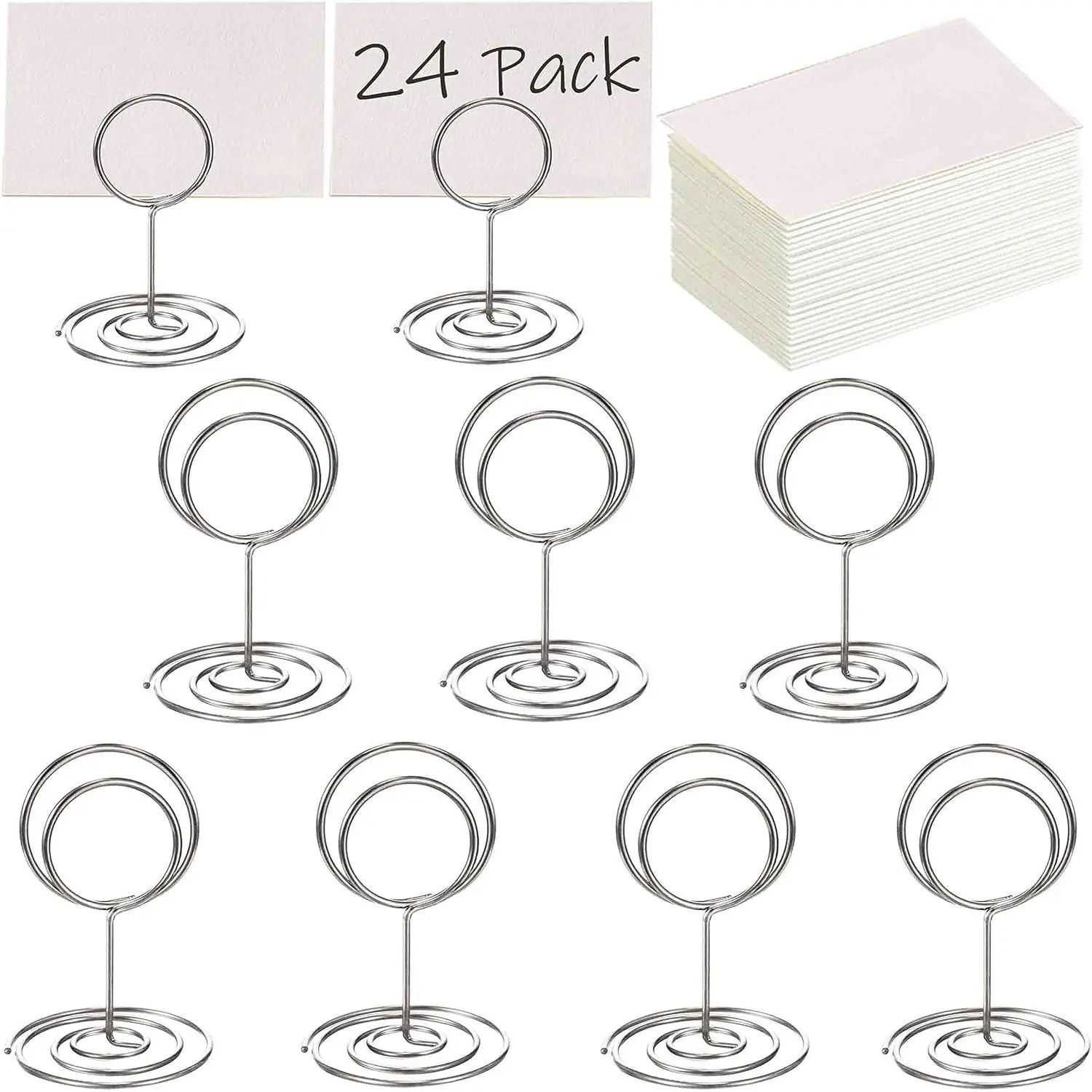 24 Pcs Premium Mini Place Card Holders and 24 Pcs Place Cards, Small Table Card Holder, Cute Table Number Holders, Photo Picture Holders for Centerpieces, Wedding, Party, Birthday