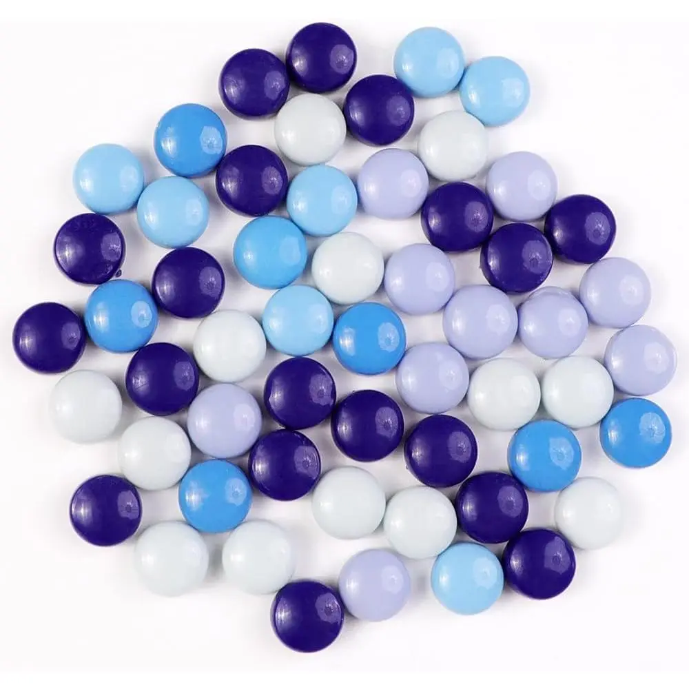 12mm Round Mosaic Tiles for Crafts, 200g Iridescent Recycled Glass Mosaic Pieces for Art Supplies, DIY Mosaic Making Kit for Hobbies & Art (Blue Mix 12mm)