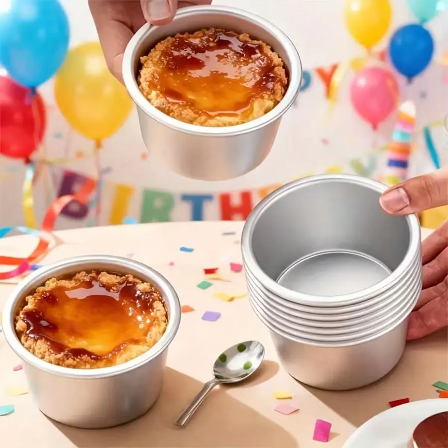 2pcs/5pcs/10pcs, aluminum non-stick cake molds, jelly molds, egg tart molds, heat-resistant, easy to release, cupcake, muffin, soufflé baking cups, ceramic bowls, Baking tools