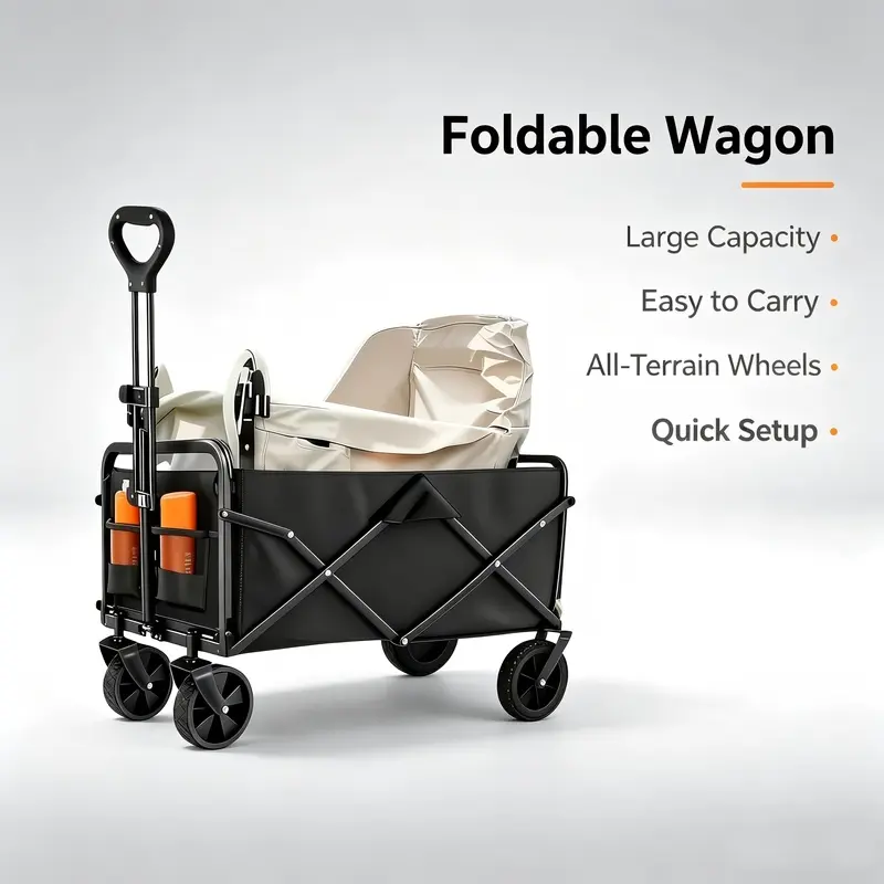 Foldable Wheeled Trolley - Heavy-duty multifunctional folding trolley, suitable for groceries, sports, gardening, shopping, and camping