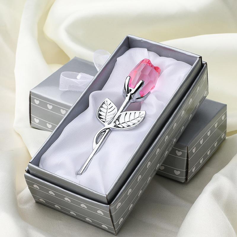 Artificial Crystal Glass Rose Ornaments, Rose Flower Design, 1/2 Counts Decorative Flowers, Decorative Faux Flower, DIY Spring Artificial Flower for Home Wedding Desktop Decoration, Birthday Gift Ideas, Artificial Flower Set #GLOBAL PICKS