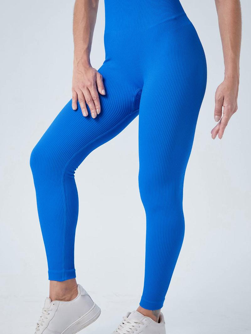 Women's Seamless One-Piece Hip Lift Crew Neck Tummy Control Jumpsuit with Tank Top, Tummy Control Dance & Fitness & Workout Set, Stretch Sportswear for Outdoor Activities