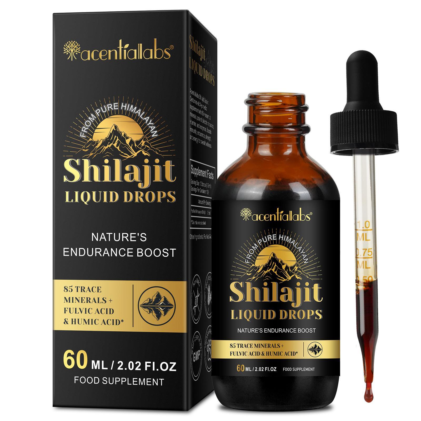 Shilajit Liquid Drops, 1 Box/2 Boxes Body Care Liquid Drops, Black Moisturizing Body Care Product for Men and Women, Fitness Absorbable Supplements