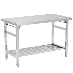 GARVEE48 x 30 Inches Stainless Steel Folding Table with NSF Certification, Commercial Kitchen Prep Table Featuring Under Shelf, Ideal for Restaurant and Home Use
