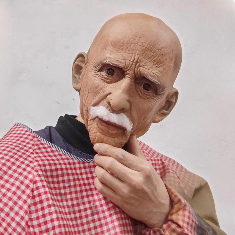 Old Man Mask, Bald Geezer Mask, Funny Man Face Cover, Realistic Mask, Halloween Party Supplies, Masquerade Props, Roleplay Ornament #TOP PICKS