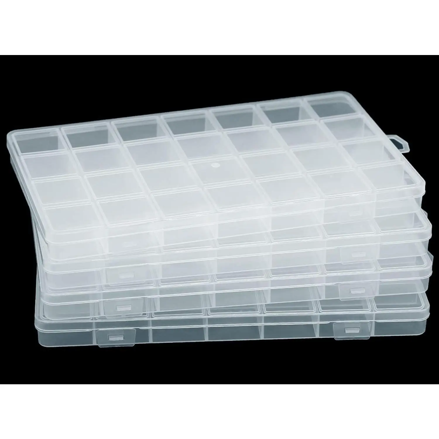 4-Pack Plastic Bead Organiser Set, 28-Grid Storage Boxes with Fixed Dividers for Home Organization