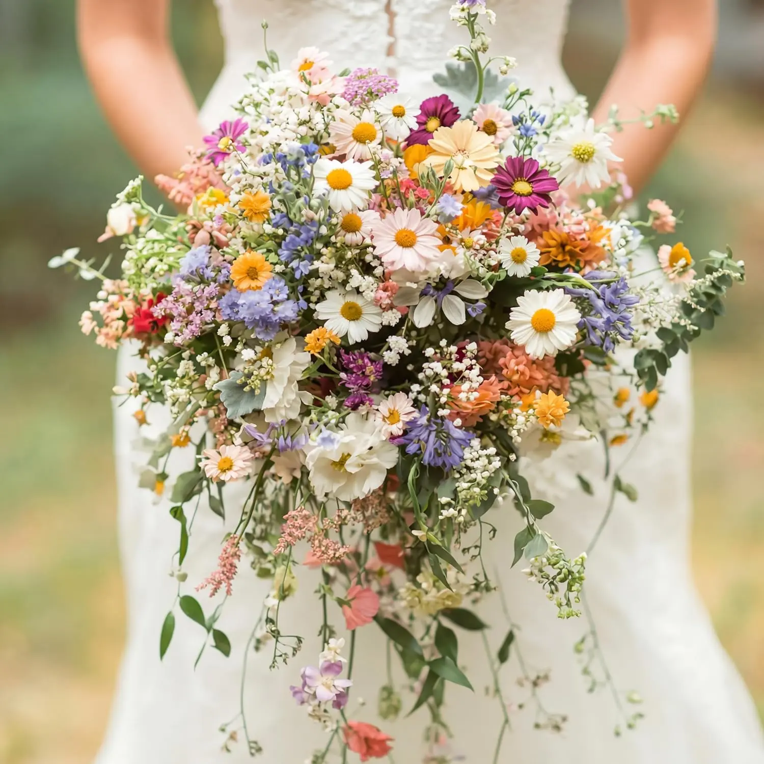 Giegxin Artificial Wildflower Bouquet - Colorful, Lightweight Plastic Fake Daisy Sunflower Boho Silk Floral for Bride, Wedding Arrangements, Window Decoration, Home Vase Centerpieces, Wedding Decor