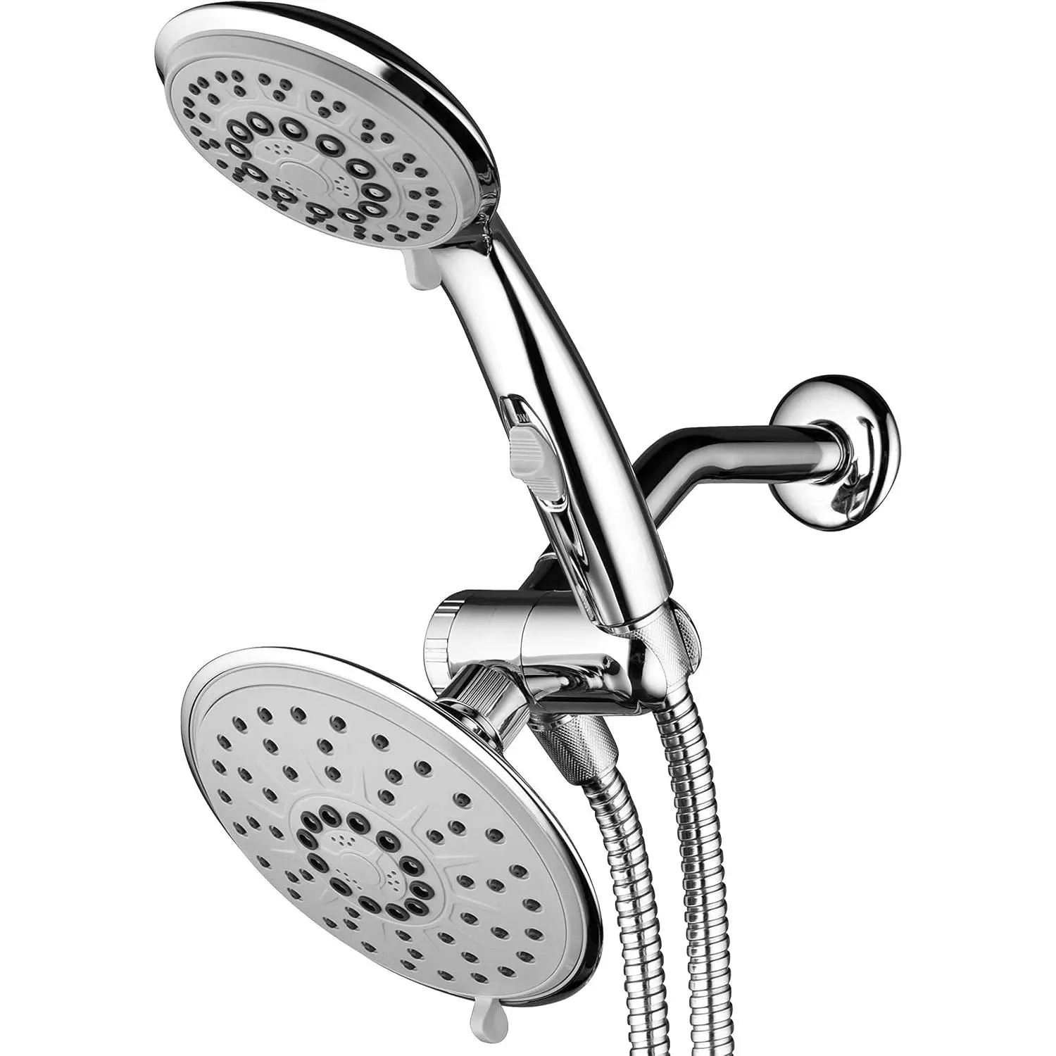 High  30-mode  6" Rainfall Handheld Shower  Combo | With Self-clean Nozzles, 3-way Anti-swivel Water Diverter, and  Stainless Steel Shower Hose / Chrome Plated Finish
