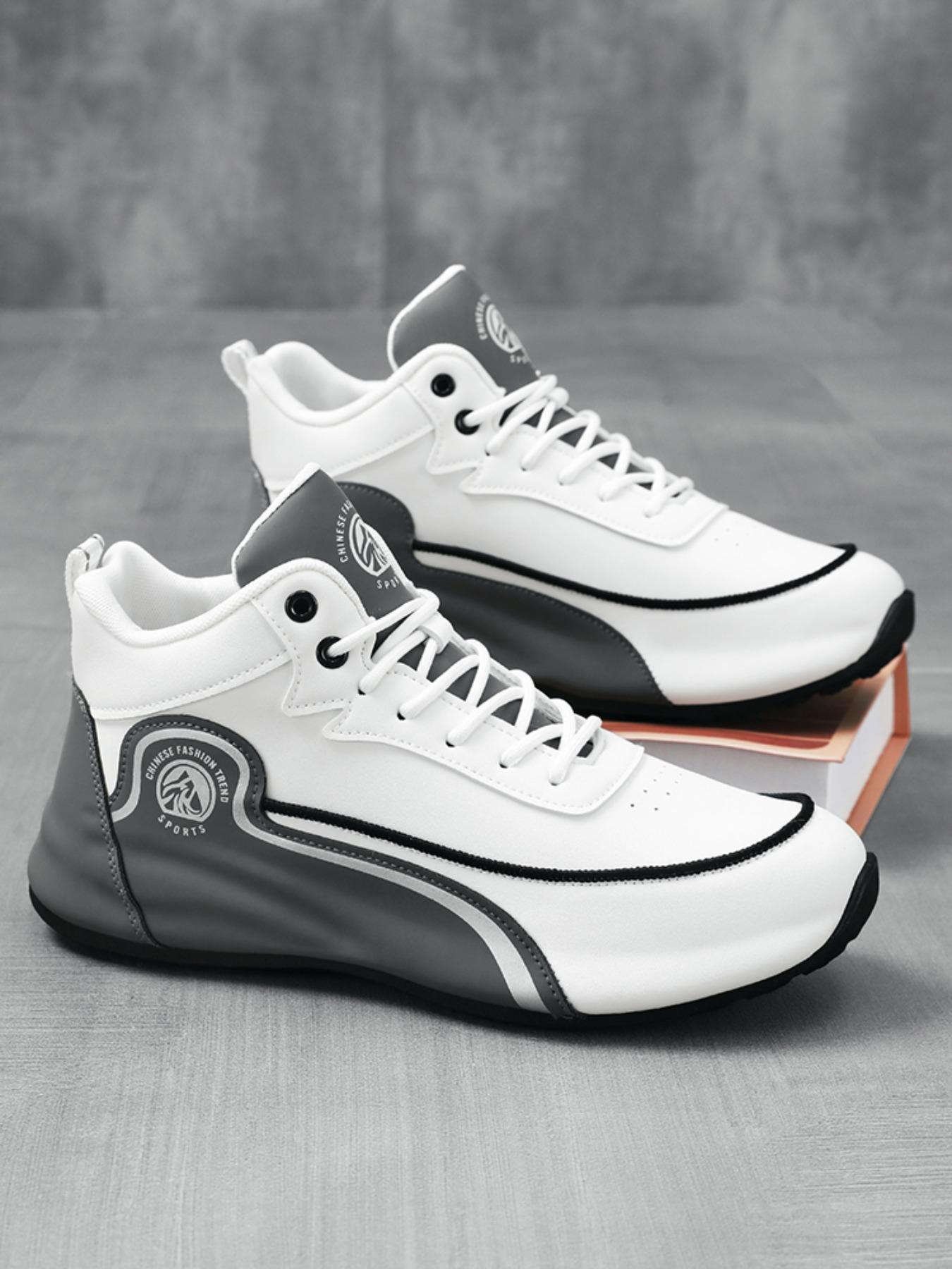 Men's Fashionable Lace Up Mid Top Sneakers, Casual Comfortable Breathable Sports Running Shoes, Male All-match Round Toe Shoes for Daily Wear, Closed