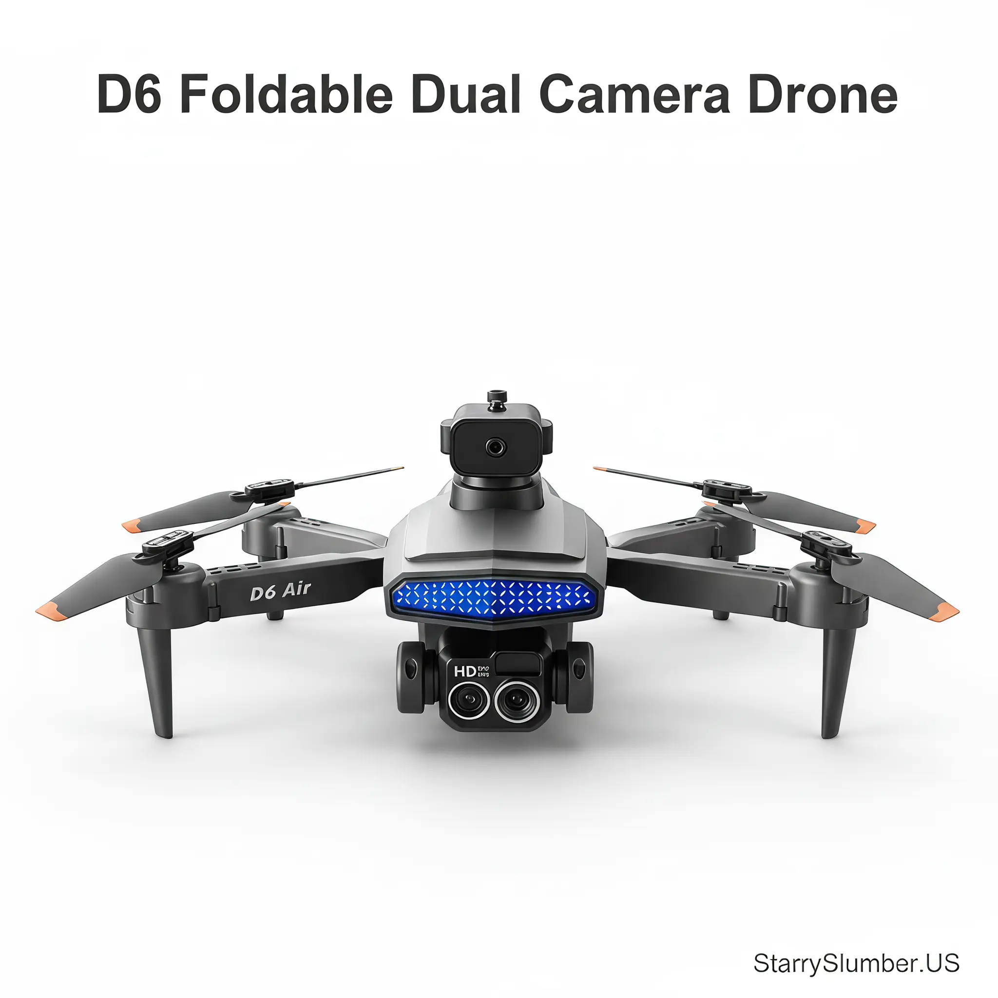 Starry Slumber-US D6 Foldable Dual Camera RC Quadcopter, Matching Adjustable Lens & Portable Storage Bag, Complete Accessories for Outdoor Shooting