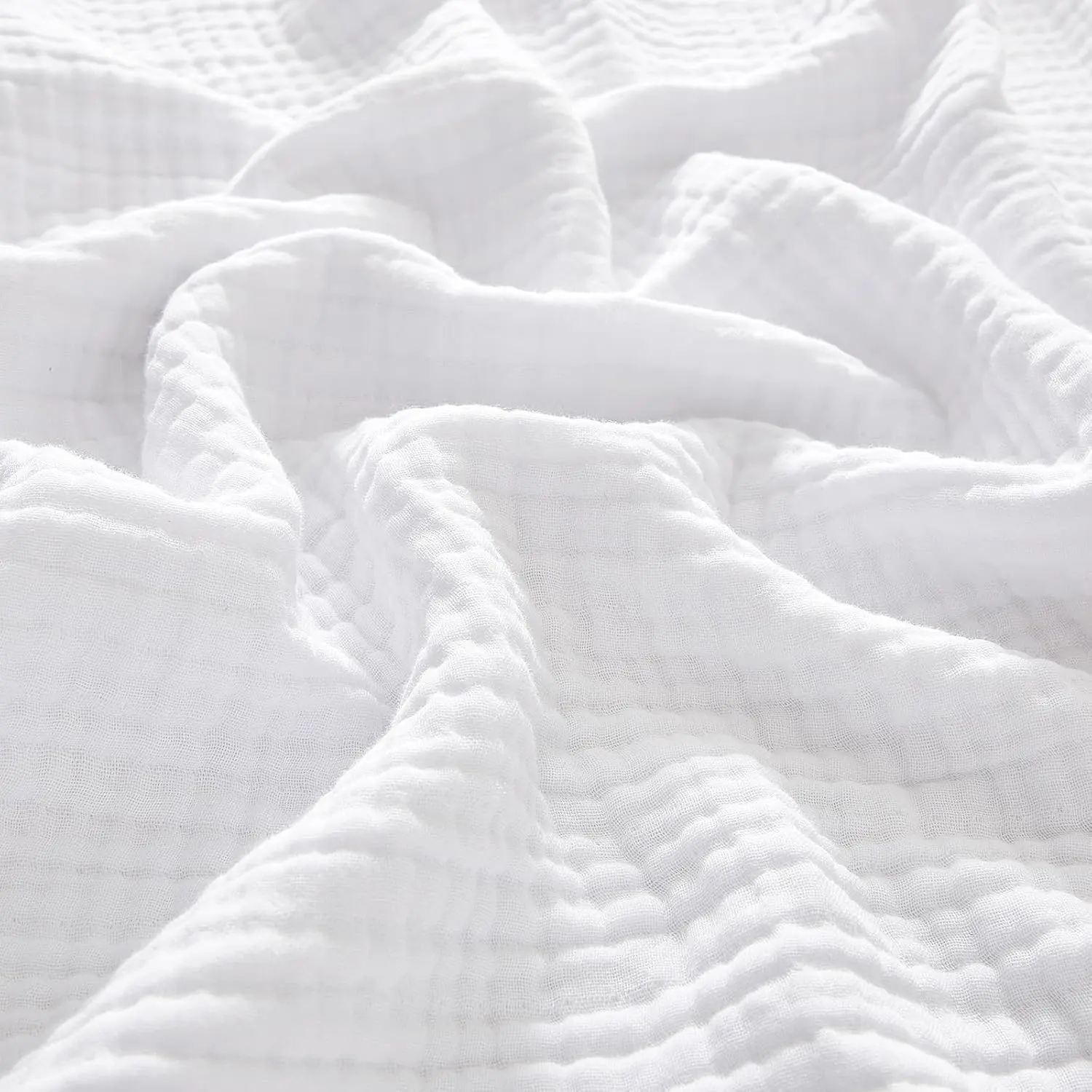 100% Cotton Muslin Blanket King Size 108"x90", 4-Layer Lightweight Gauze Throw, Breathable Cloud-Soft Minimalist Blanket for Bed, Couch, Camping, White, Ideal Gift