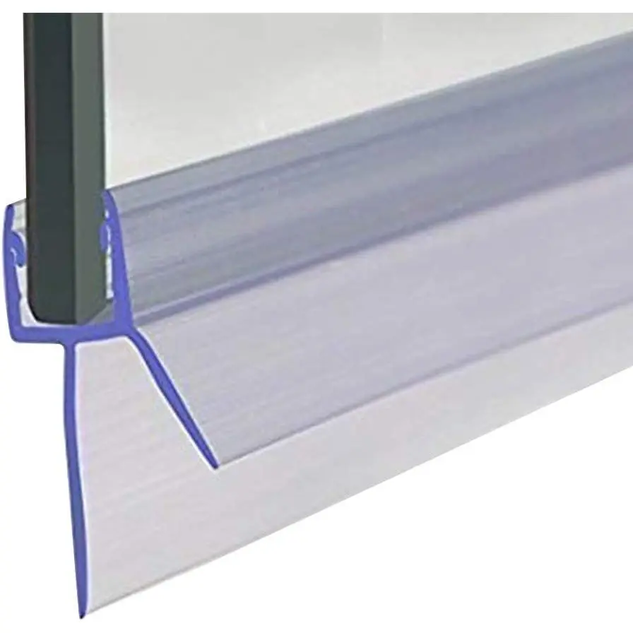 Frameless Glass Door Bottom Seal with Drip Rail - 5/16 in Thick Synthetic Sweep, 27.5 in Long, for Glass Doors to Stop Leaks