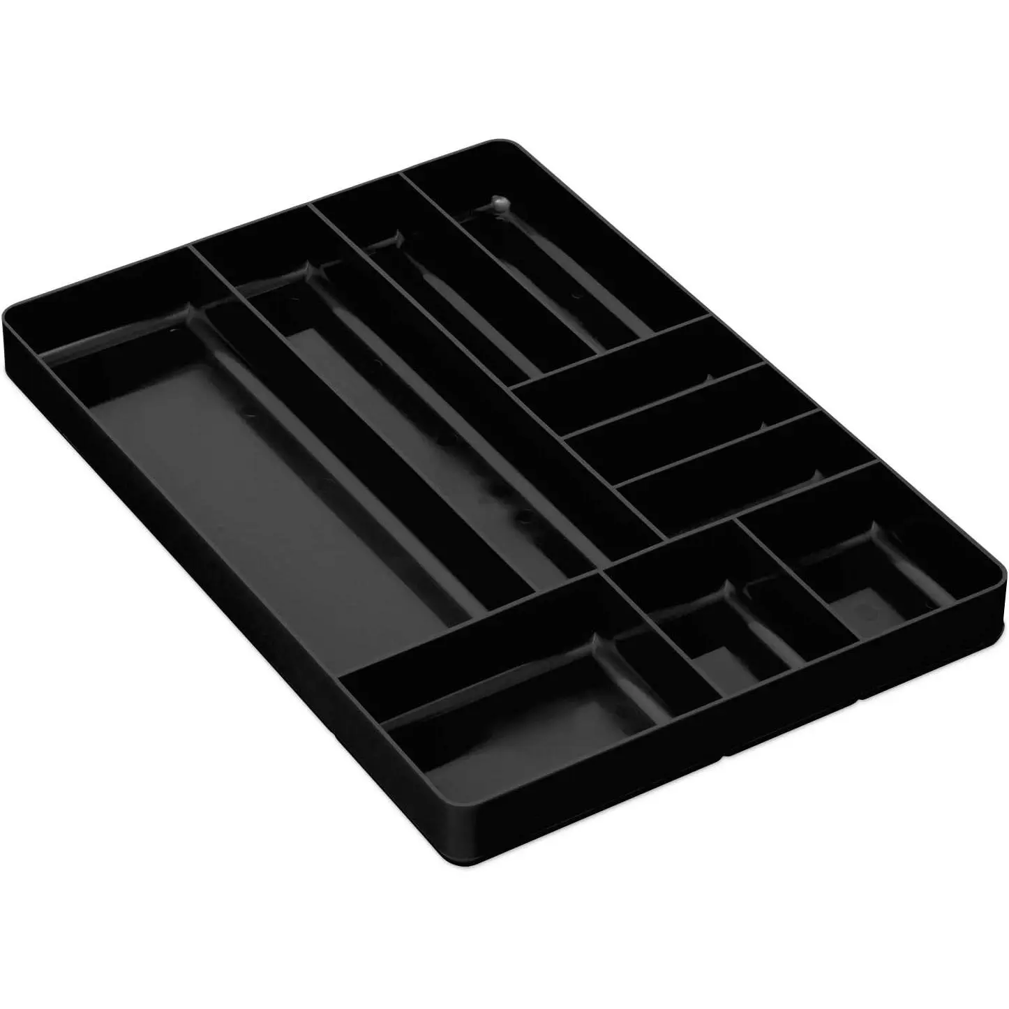 10 Compartment Drawer Organizer - Heavy Duty Stackable Tray for Automotive Tool Organization, Low Profile Toolbox Storage for Nuts and Bolts, Tools, Parts, Easy to Clean - Black - Made in the USA