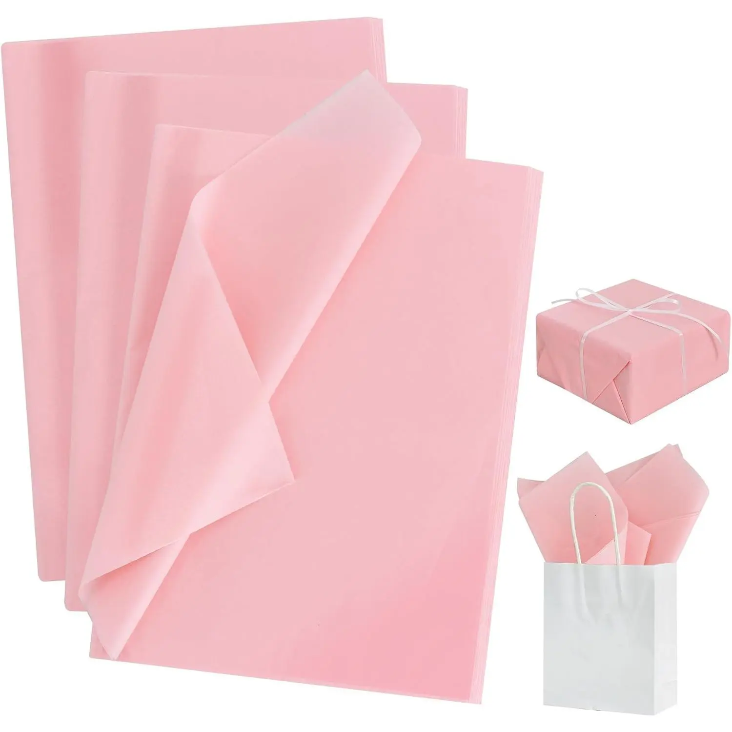 100 Sheets Pink Tissue Paper Bulk, Wrapping Tissue Paper for Gift Bags, 14 x 20 Inch Gift Wrap for Valentine Birthday Wedding Graduation DIY Crafts Holiday Flowers