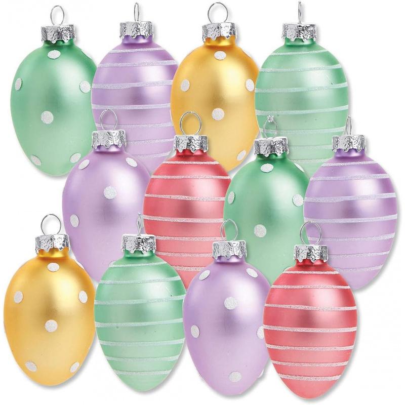 Pastel Frost Blown Glass Easter Ornaments - Handcrafted Hanging Tree Decorations, Easter Egg Holiday & Party Decor, 2 in, Assorted, 12-Piece Set 2026 new