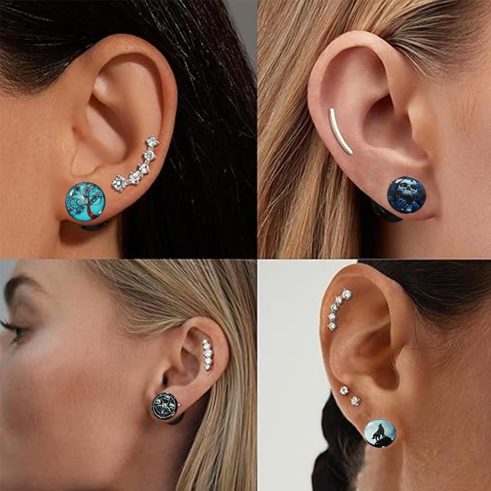 5 Pairs  Ear Tunnels Plugs Expander 00 Gauges Stretcher Earrings Screw Ear Piercing