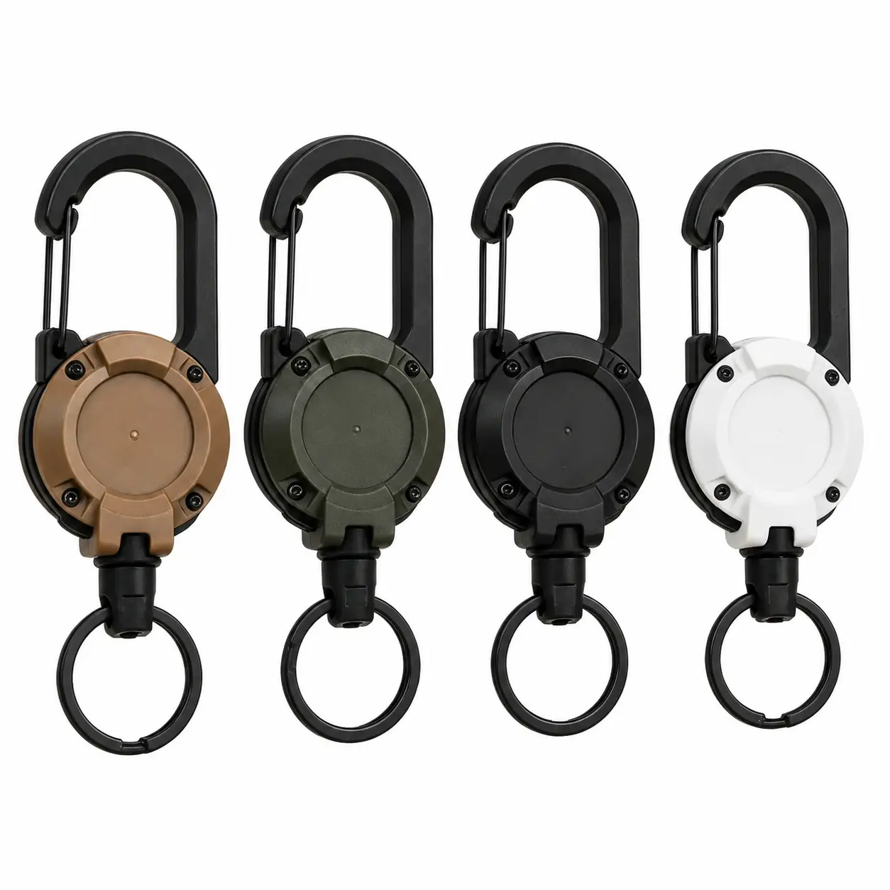 Heavy-Duty Retractable Keychain with Secure Carabiner Clip, 24-Inch Braided Steel Cable, 8-Ounce Weight Capacity, Ideal for ID Badges, Car Keys, Outdoor Equipment, and Everyday Carry – Durable Multi-Use Organizer in 2-Pack or 4-Pack Options