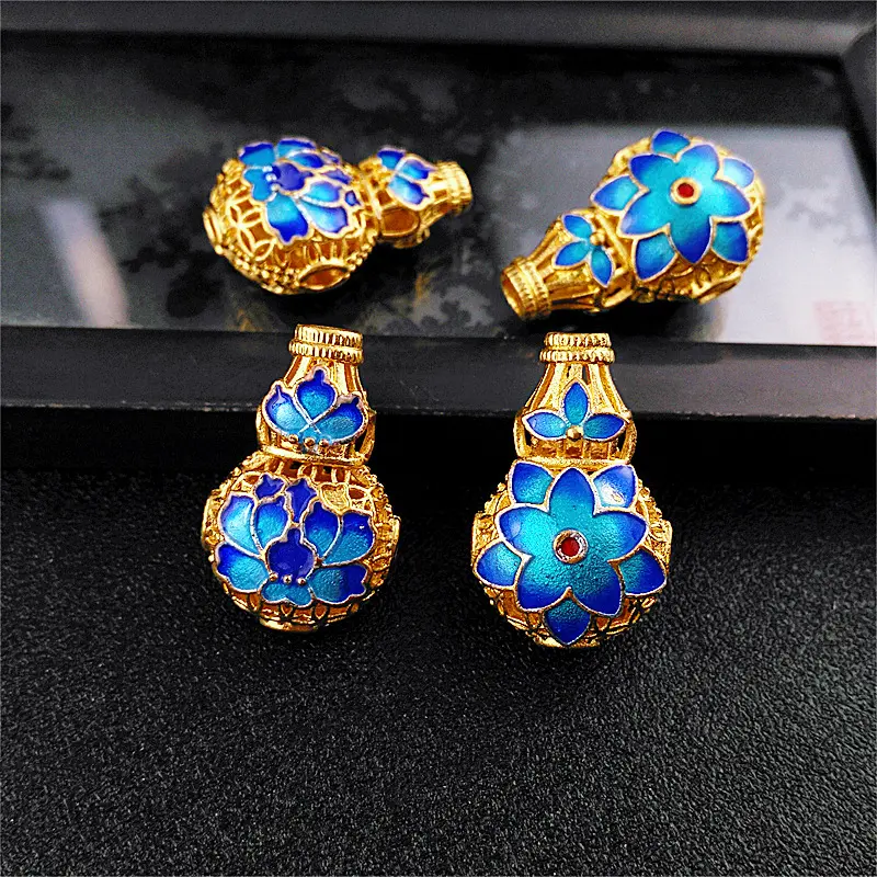 Handcrafted Art 2-Piece Set, Dragon Motif Pu Leather Bracelet with 3-Way Pottery Glazed Finish, Qing Palace 18 Arhat Beads & Diamond Decoration (for Sports & Outdoor Camping & Hiking Hammock Enthusiasts)