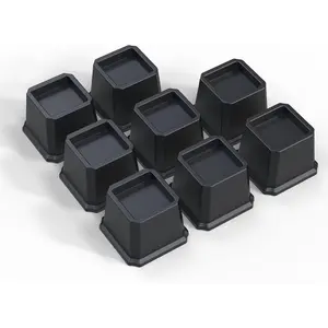 3 Inch Heavy Duty Bed Risers, Set of 8 Black Furniture Risers for Bed Frame Couch Desk Chair, Supports Up to 1500 Lbs