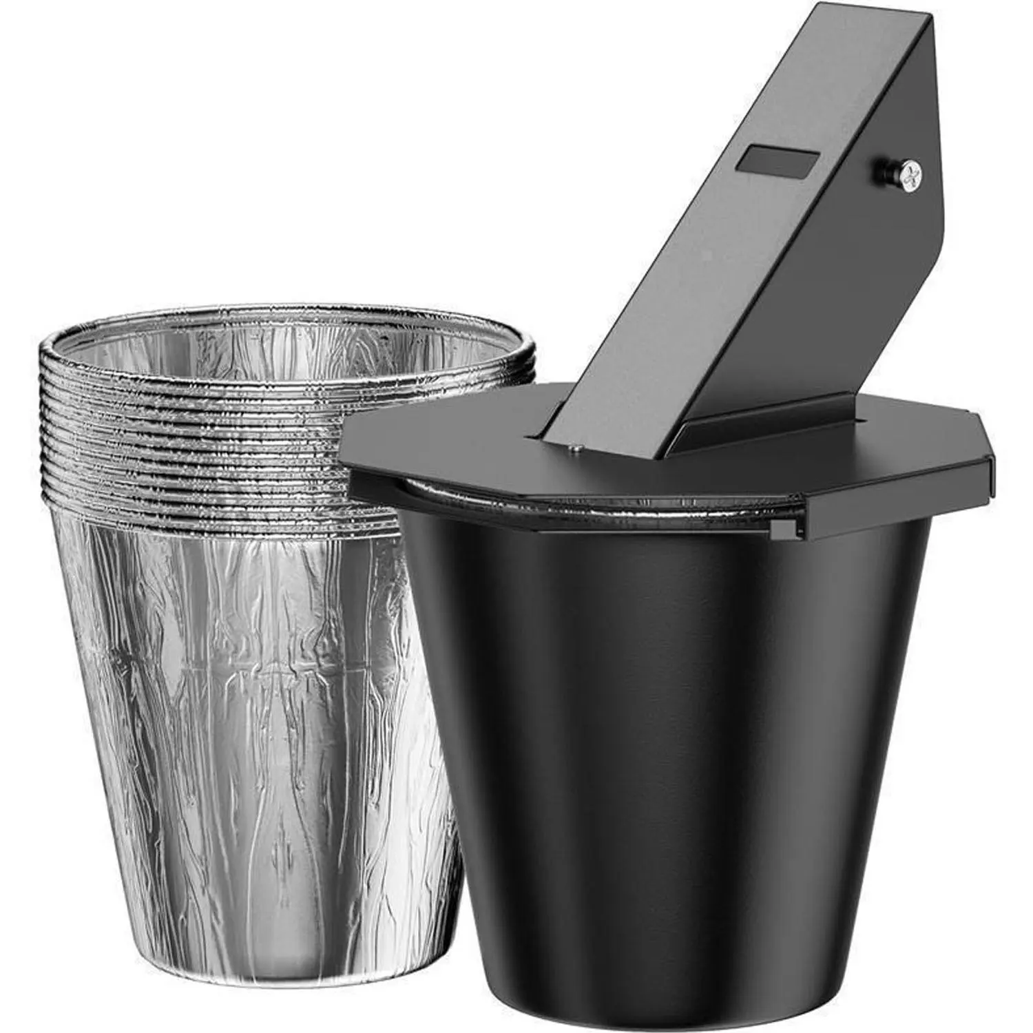Grease Bucket with Lid & 5 Disposable Liners, Weatherproof & Pet-Proof Drip Collector, Compatible with Traeger/pit Boss/z Grills