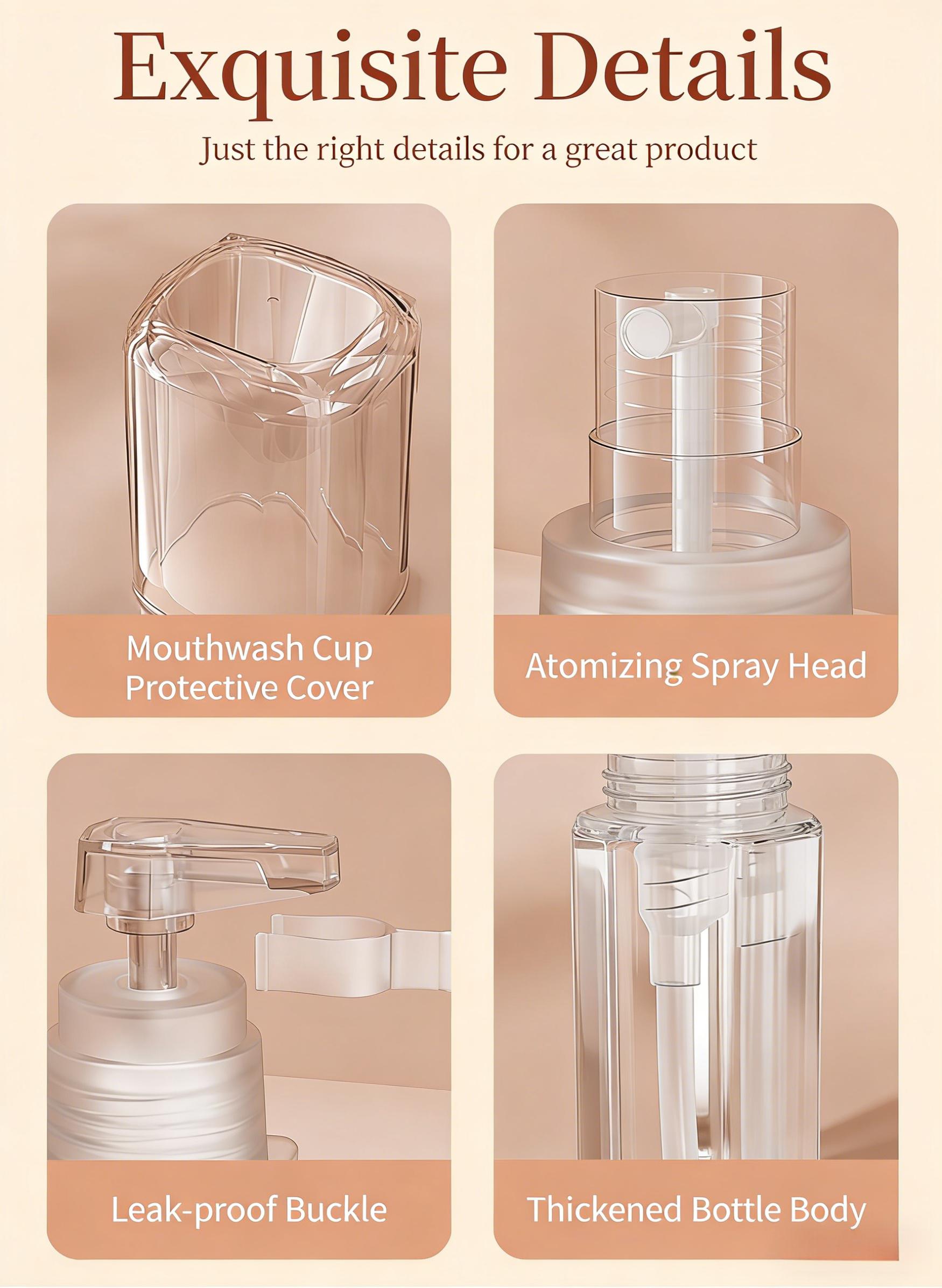 4-in-1 Travel Dispenser Bottle for Toiletries, Portable Cosmetic Shampoo Lotion Container, Lightweight Refillable Pump Bottle, Easy Press Smooth Flow, Luxury Travel Essentials