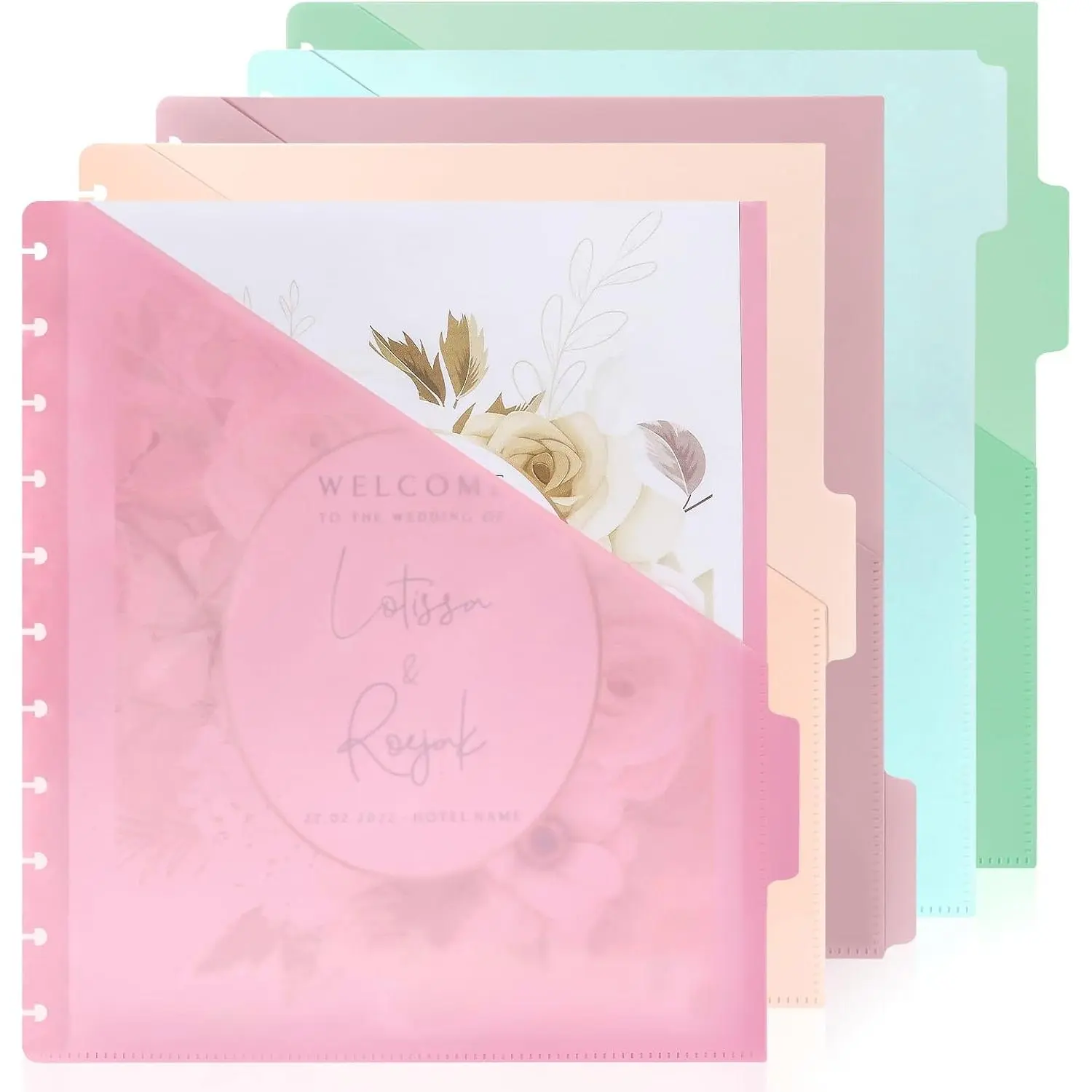 5 count 9.25 x 11.18 in Discbound Pocket Dividers Dividers with Tabs and Pockets Discbound Pocket Folders DiscBound Binder Dividers Plastic Dividers with Tabs DiscBound Planner Supplies for Office